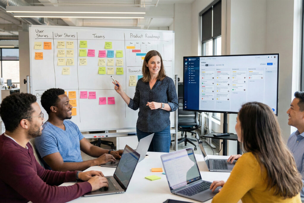 Une réunion regroupant les parties prenantes d'un projet web